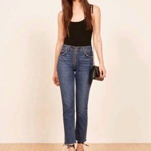Reformation Dark Blue Straight Leg Jeans